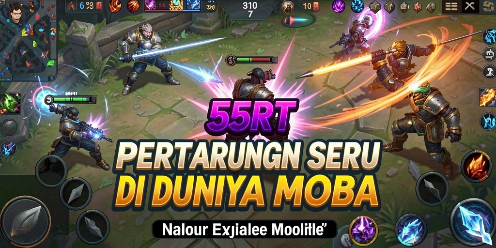 Screenshot gameplay 55RT menampilkan aksi pertarungan intens di arena.