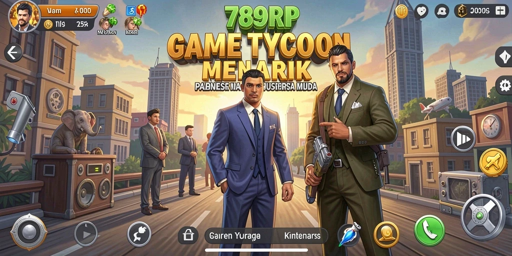 Screenshot gameplay Tycoon 789RP menunjukkan keseruan membangun bisnis.
