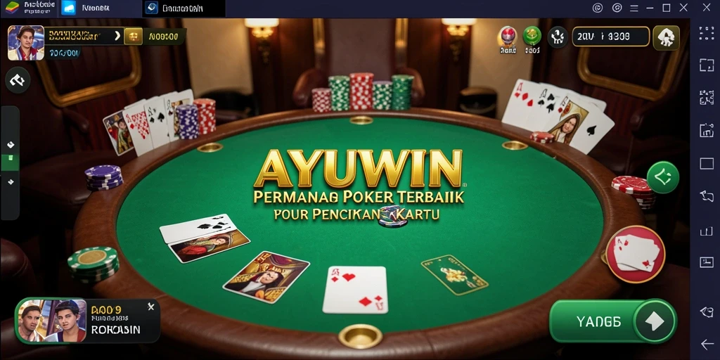 Tampilan gameplay AYUWIN dengan suasana Poker yang mendebarkan.