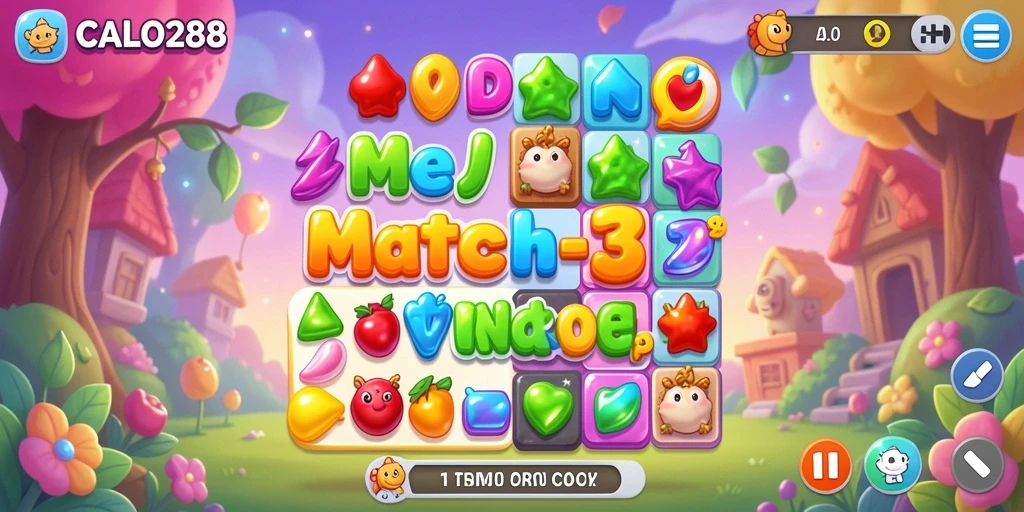 Tampilan gameplay CALO288 dengan kombinasi Match-3 seru.