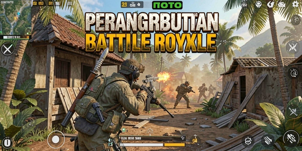 Tampilan gameplay seru CERITOTO di medan pertempuran Battle Royale.