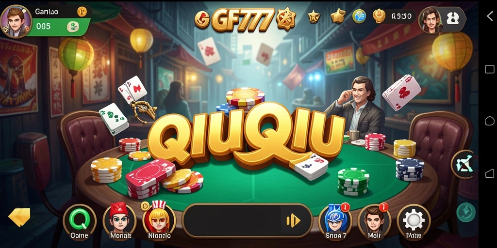 Tampilan permainan QiuQiu yang seru dan interaktif di GF777.