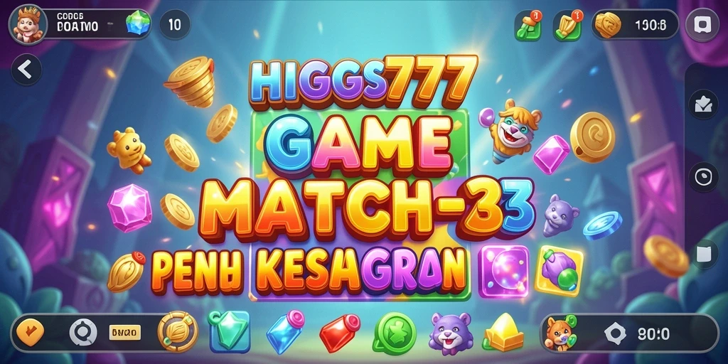 Gameplay seru HIGGS777 dengan tantangan Match-3 yang menarik.