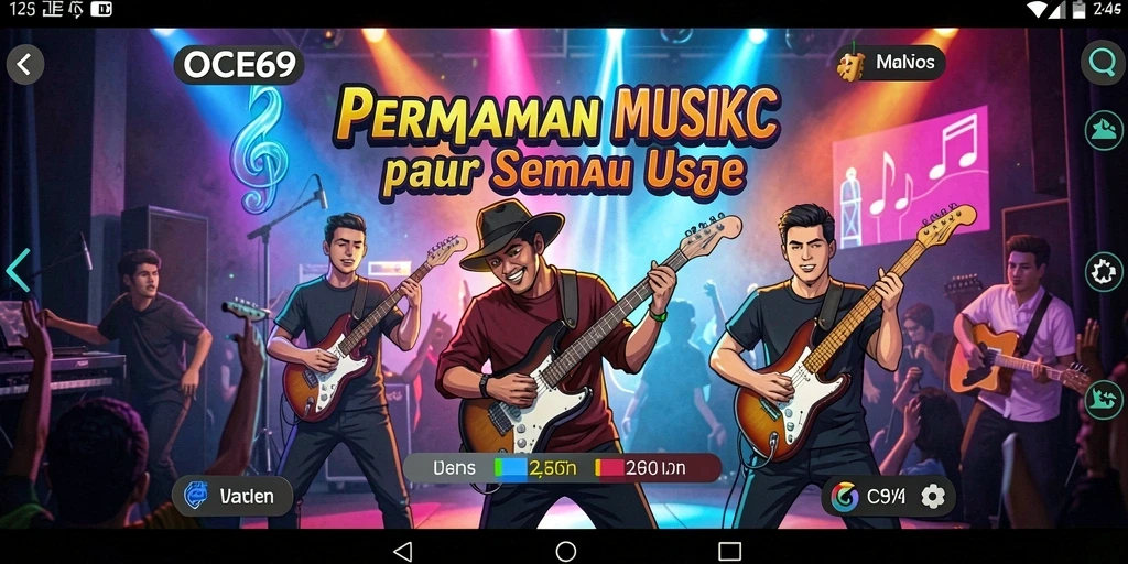 Tampilan antarmuka OCE69 yang interaktif dan menarik saat bermain musik.