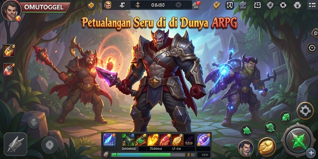 Gameplay seru OMUTOGEL dengan aksi petualangan ARPG.