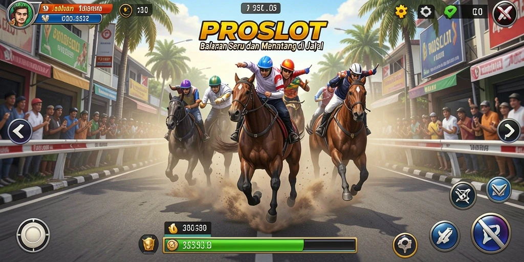 Tampilan gameplay menarik dari game balapan PROSLOT yang penuh aksi.