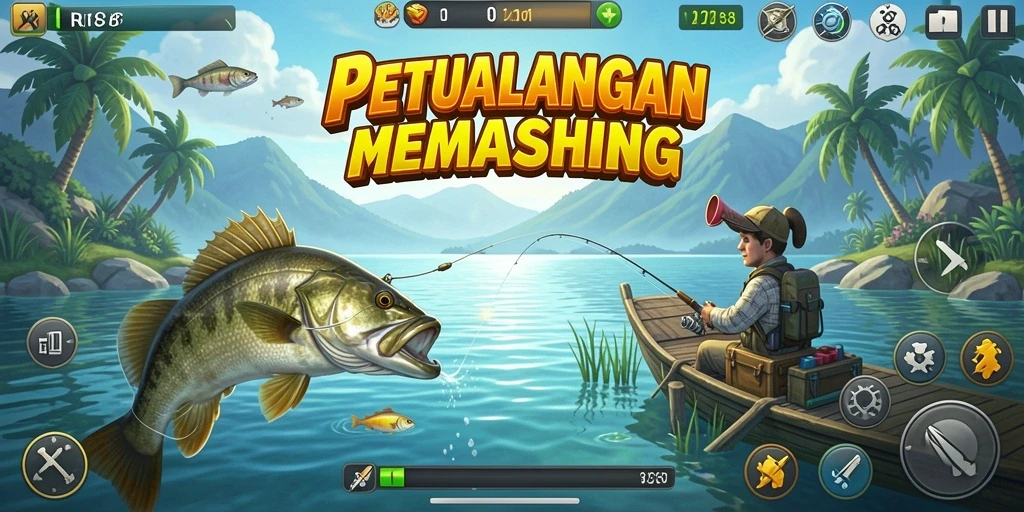 Tampilan screenshot gameplay RI188 yang menampilkan aksi memancing yang seru.