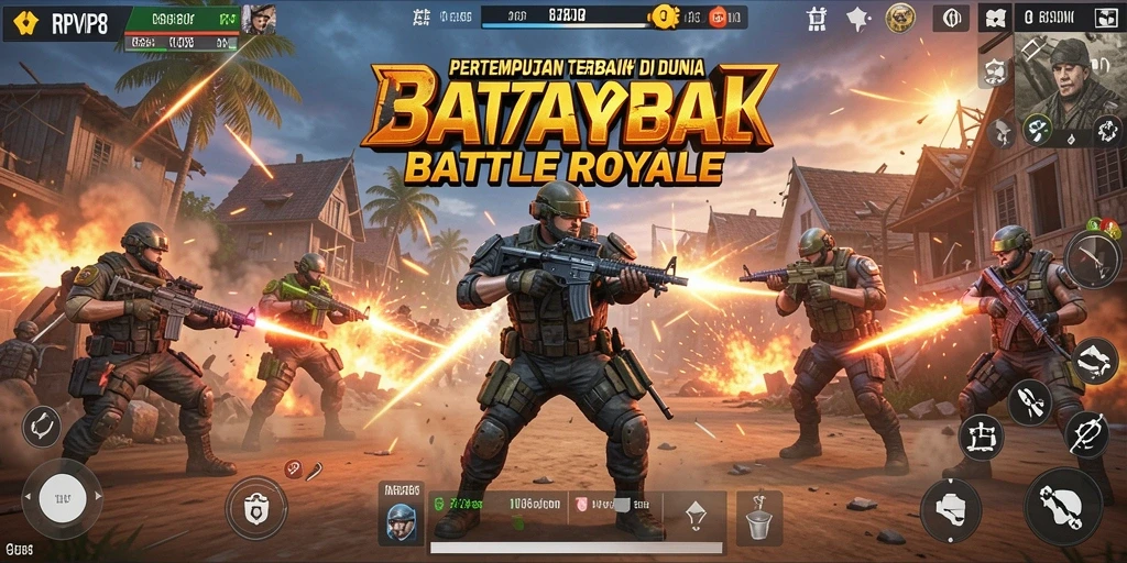 Screenshot RPVIP8 menunjukkan aksi seru dalam Battle Royale.