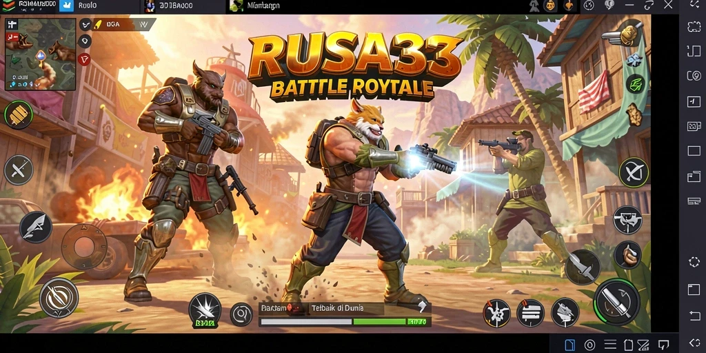 Screenshot RUSA33 menampilkan aksi intens di medan perang Battle Royale.