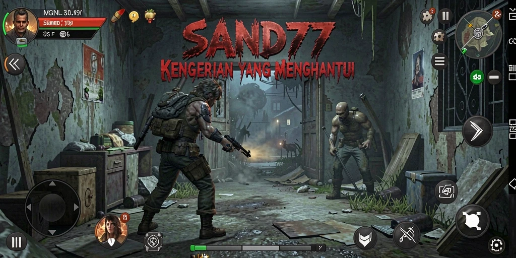 Gameplay SAND77 menampilkan suasana Horror yang mendebarkan.