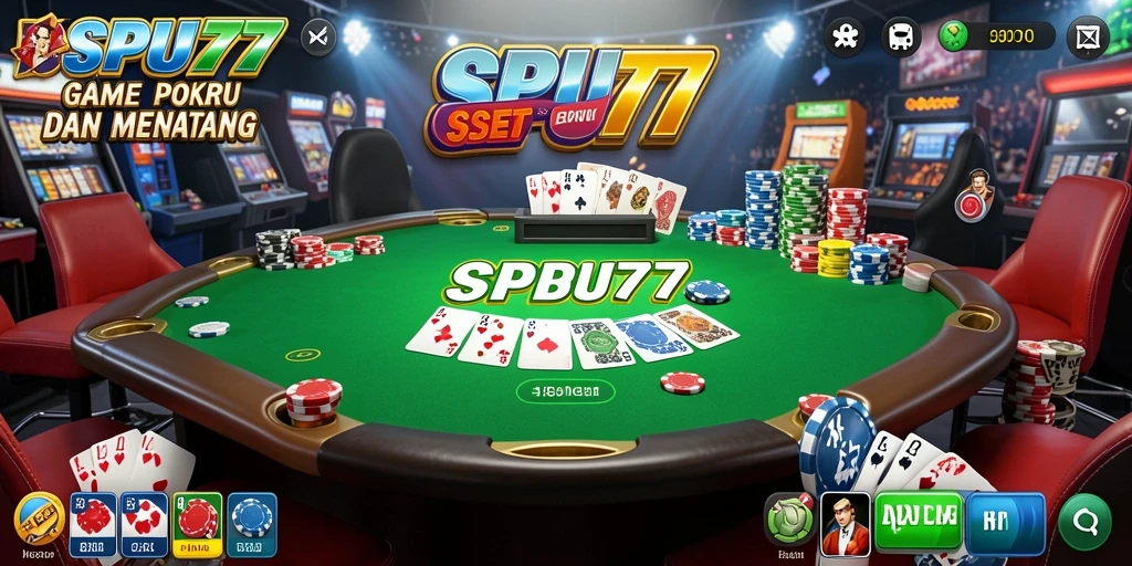 Tangkapan layar SPBU77 menampilkan aksi permainan poker yang mendebarkan.
