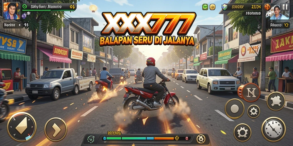Tampilan gameplay XXX777 yang menegangkan dan penuh aksi balapan.